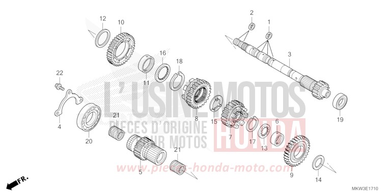 BOITE DE VITESSES (ARBRE SECONDAIRE) (NC750XD) von NC750X DCT MAT BALLISTIC BLACK METALLIC (NHA86) von 2023